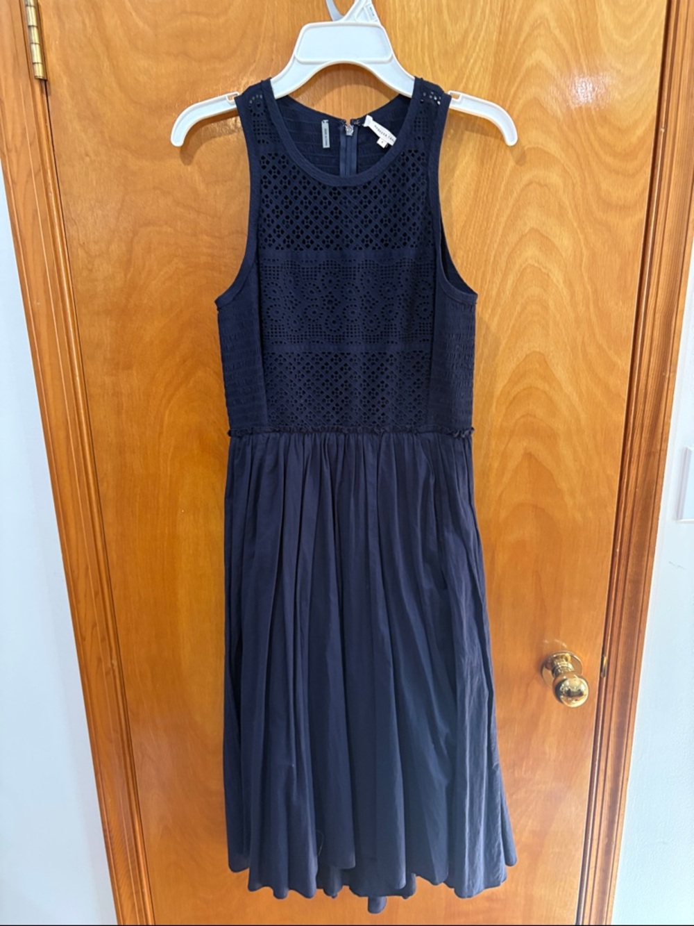Rebecca Taylor Navy Eyelet Midi Dress